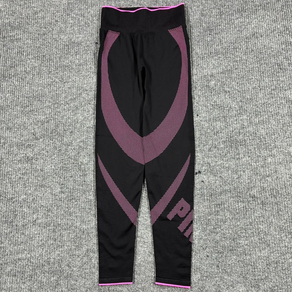 PINK Victoria's Secret Active Leggings Womens Size Small Black Pink Seamless